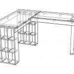 Чертеж Письменный стол с полками для двоих Веста 4 BMS