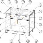 Чертеж Тумба напольная 2 ящика и двери Виктория BMS