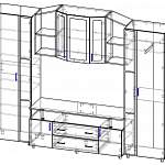 Чертеж Гостиная стенка Макарена Элит BMS