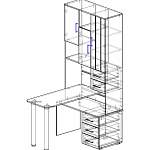 Чертеж Угловой компьютерный стол Мартин с шкафчиками BMS