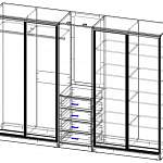 Чертеж Двойной шкаф-купе Марта 14 BMS