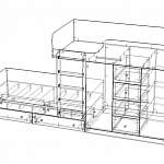 Чертеж Двухъярусная кровать со шкафом Астра-6 BMS