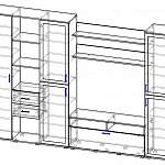 Чертеж Мебельная стенка в гостиную Турин-1 BMS