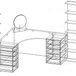 Чертеж Косметический столик с полками Мира BMS