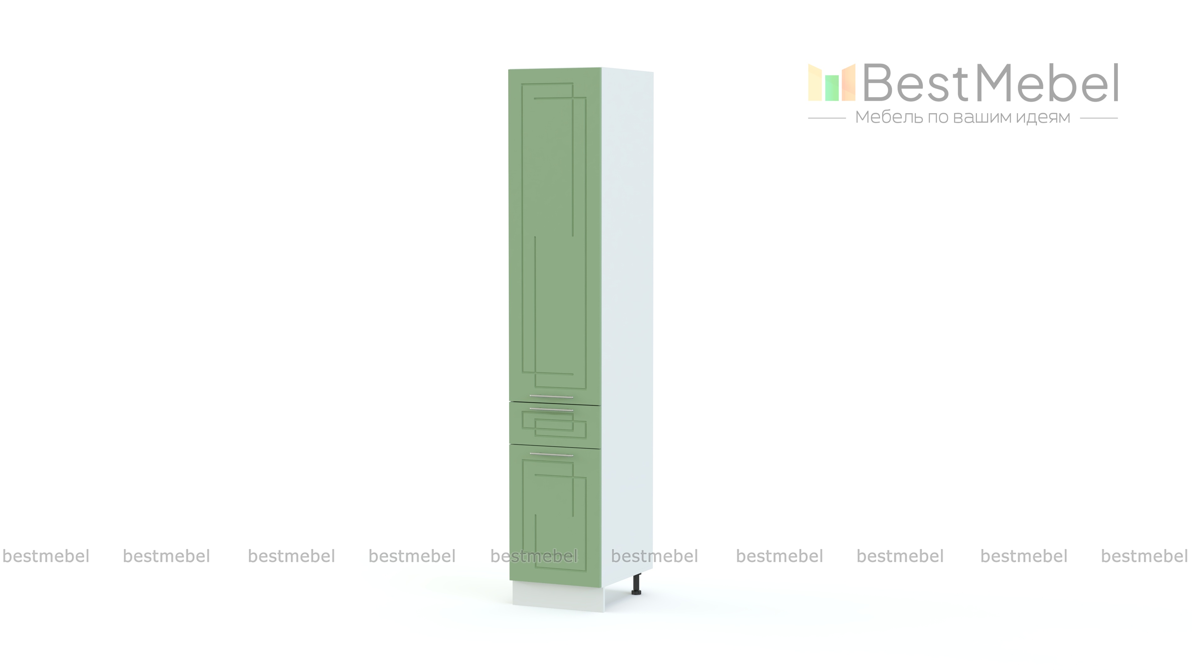 Шкаф пенал с дверцами и 1-м ящиком Мега BMS